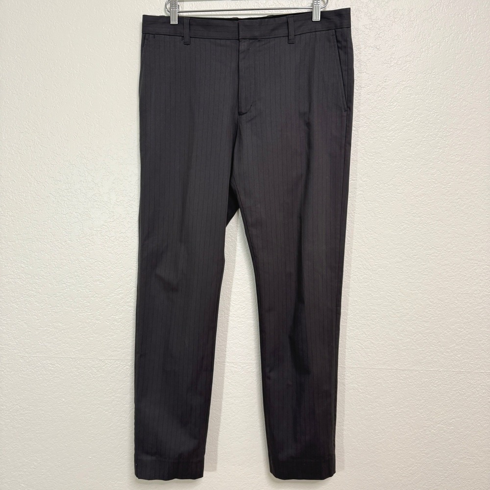 Vince Trousers Mens 34 Charcoal Gray Pinstripe Cotton Twill‎ Stretch Dress Pants